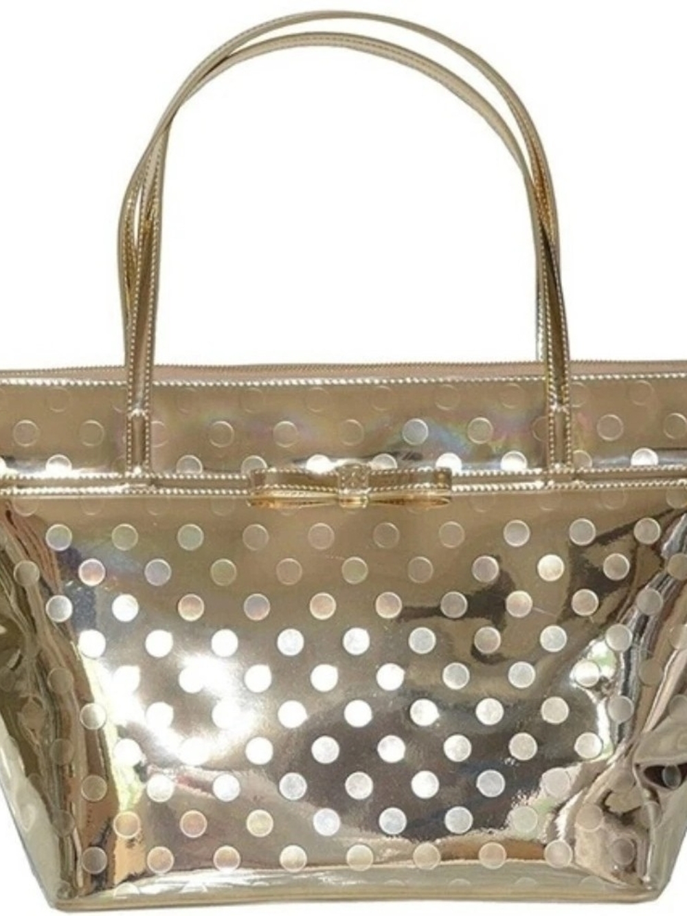 Kate Spade Camellia Sophia Polka dot Gild mirrored tote bag purse